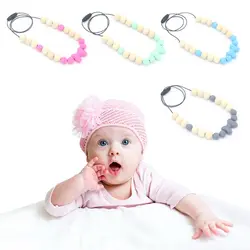 Детский Прорезыватель для ношения на цепочке безопасный силиконовый деревянный безопасности украшения ожерелье-Прорезыватель игрушки