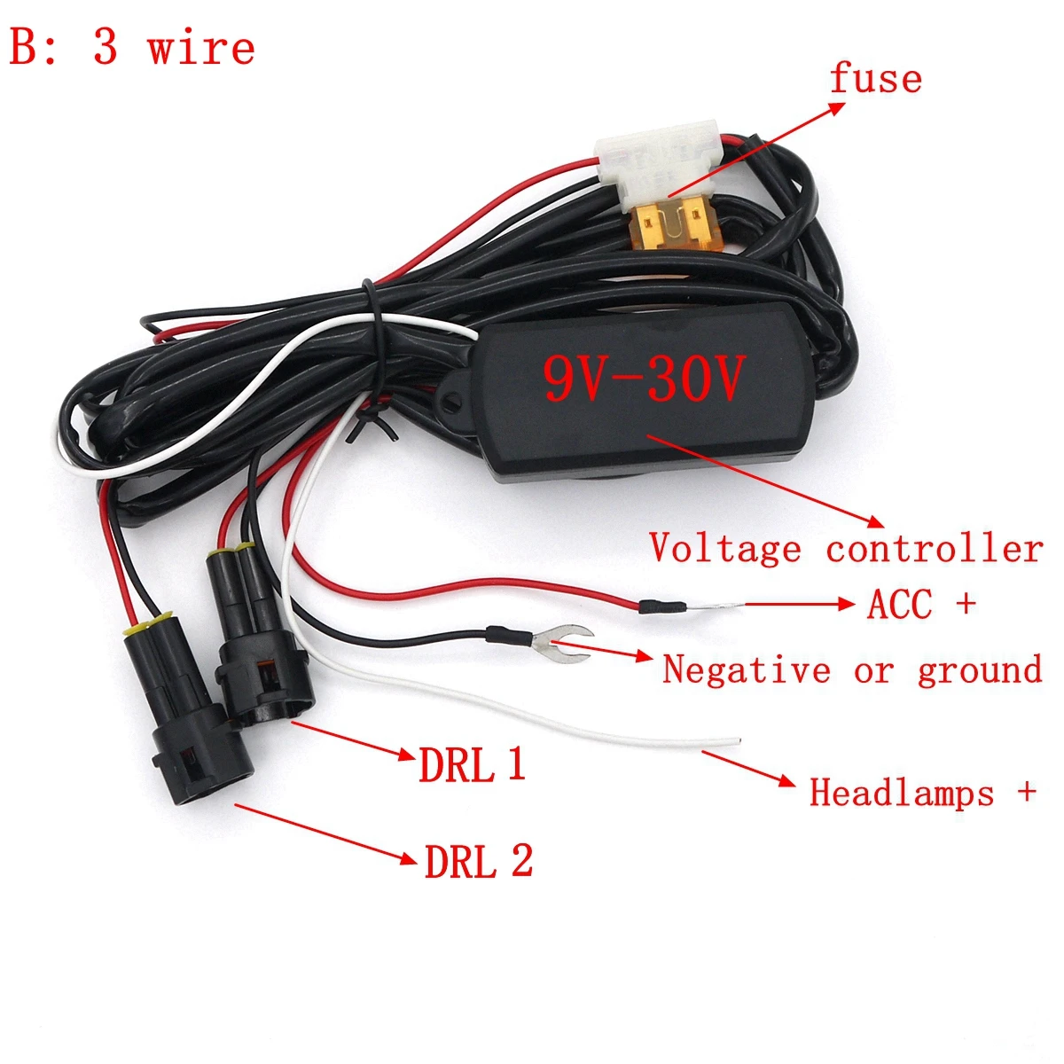 Eonstime DC12V/24 V водонепроницаемый автомобильный высокомощный алюминиевый светодиодный дневные ходовые огни с объективом 6000K DRL Противотуманные фары сигнал поворота - Цвет: B   3wire