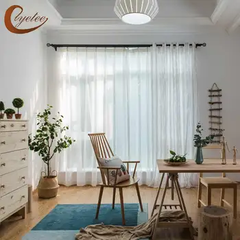 

{byetee} 2018 Modern Curtains For Living Room Tulle Window Home Bedroom Pure Color Voile Drapes Sheer Organza Curtains
