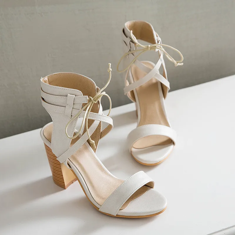 Prom Up Asumer Spartan cinturino Summer verde Beige alti Big Lace Sandalo Tacchi Size Donna 33 47 alla marrone donna per 2019 caviglia Scarpe 8pnSr8Twq