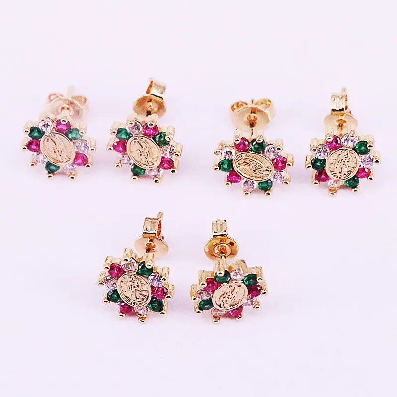 10 пар Новые Модные Красочные радужные серьги-гвоздики из кубического циркония для женщин Позолоченные модные серьги