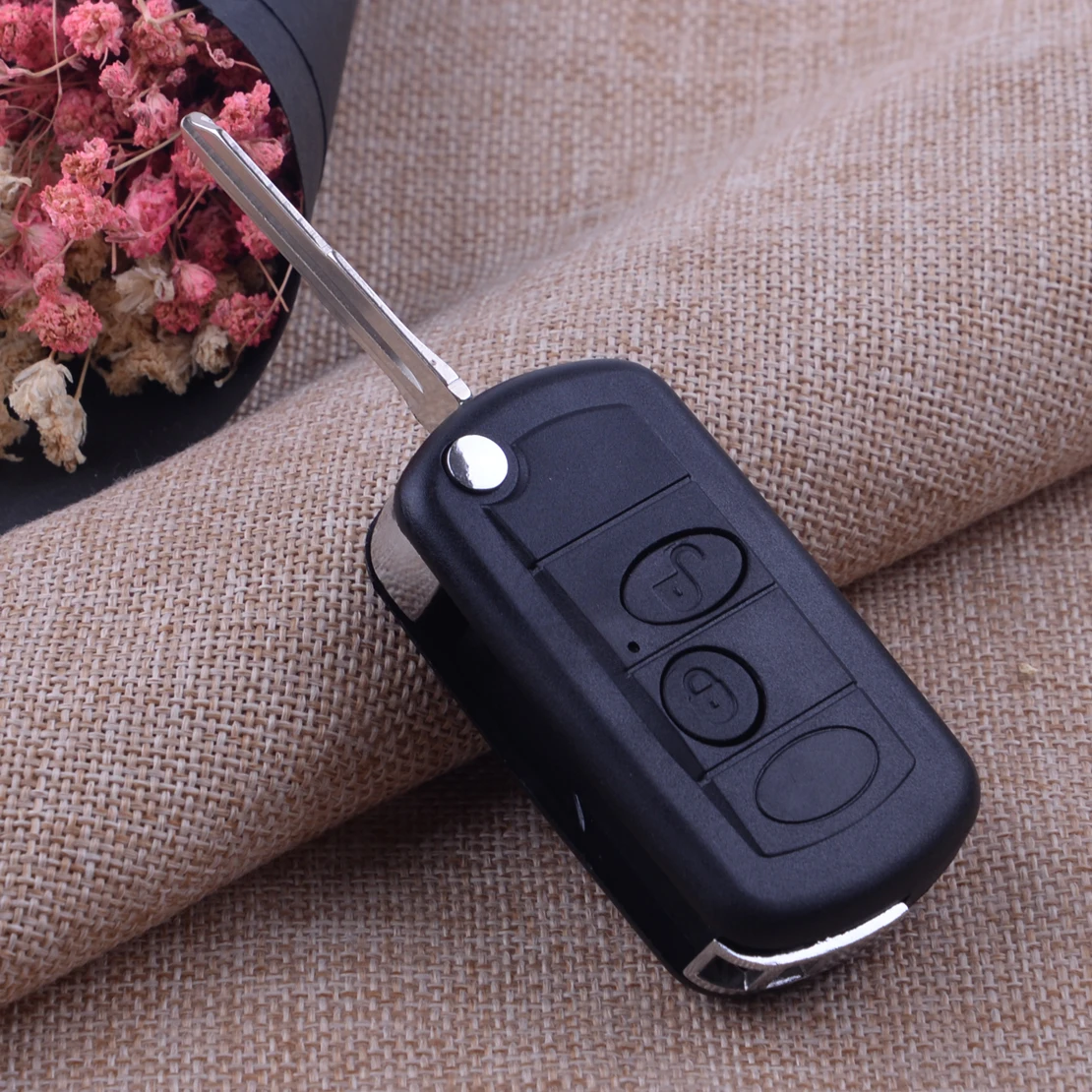 

CITALL 2 Buttons Car Flip Remote Key Shell Case Fob with uncut blade for Land Rover Discovery 2 1998 1999 2000 2002 2003 2004