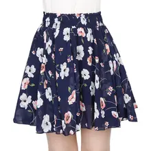 Женская плиссированная летняя юбка с цветочным рисунком, короткая шифоновая юбка с высокой талией, Женская пляжная пикантная мини-юбка Faldas C5510