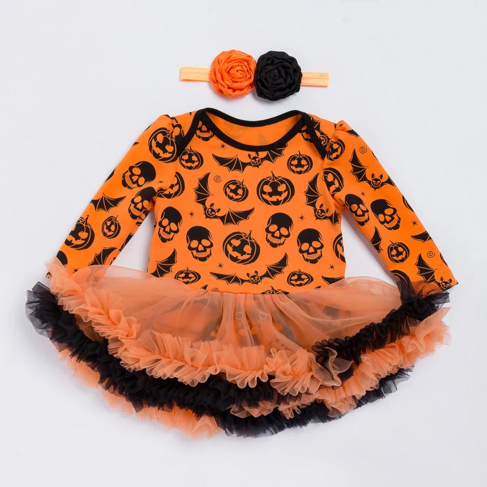 

Retail High Quality Newborn Halloween Clothing Long Sleeve Rompers Tutu Dress Girls Clothes Halloween Gift Infantile Costumes