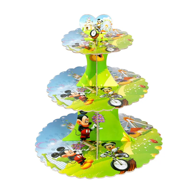 

1set 3 tier Mickey mouse Cake Stand Cupcake Holder Kids birthday Party Supplies Baby Shower Cake decor family party supplies