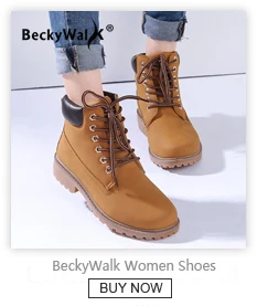 BeckyWalk/обувь зимняя женская обувь сапоги Женские Зимние ботильоны женский теплый плюш стельки на шнуровке Botas Mujer Большие размеры 35–44 WSH2461