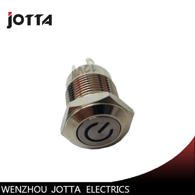 

12mm 1NO momentary metal push button switch with flat round