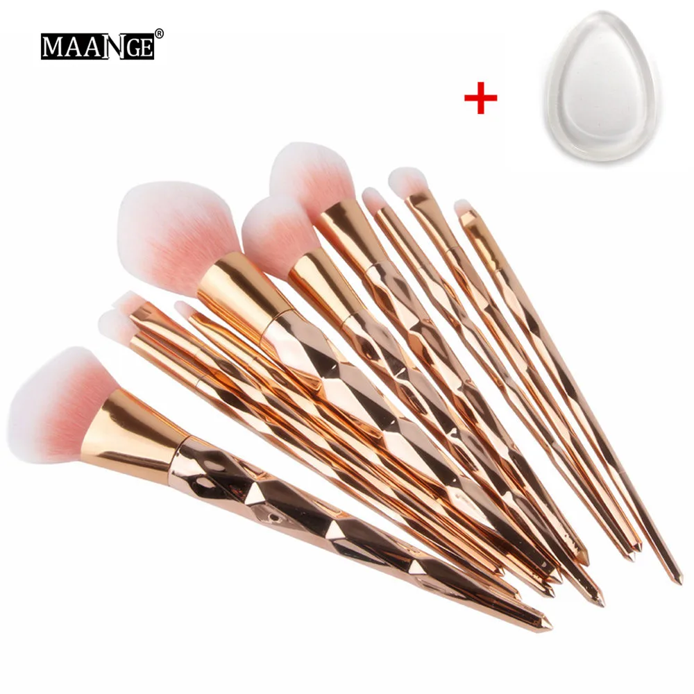 

MAANGE 6/7/10Pcs Makeup Brushes Tools Set Eyeshadow Powder Foundation Cosmetic Brush Kit with 1Pcs Silicone Sponge