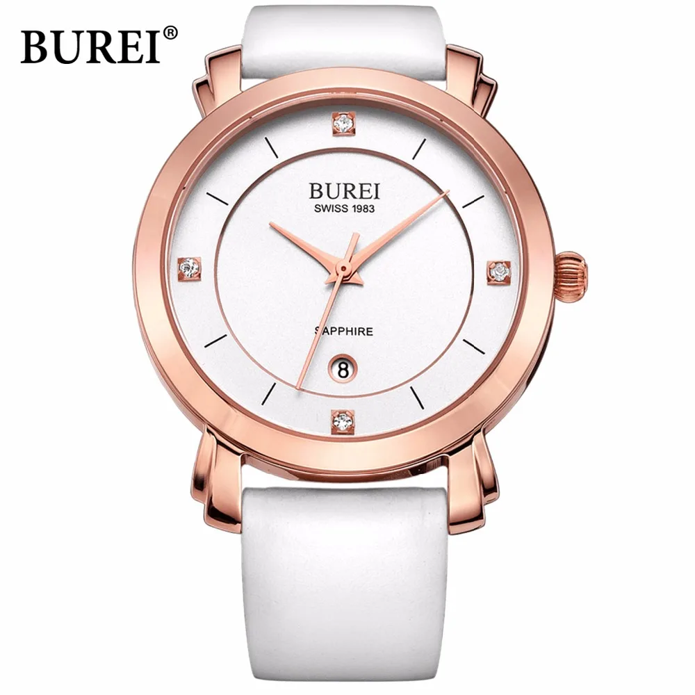 BUREI ladies waterproof sapphire watch women luxury steel wrist watches