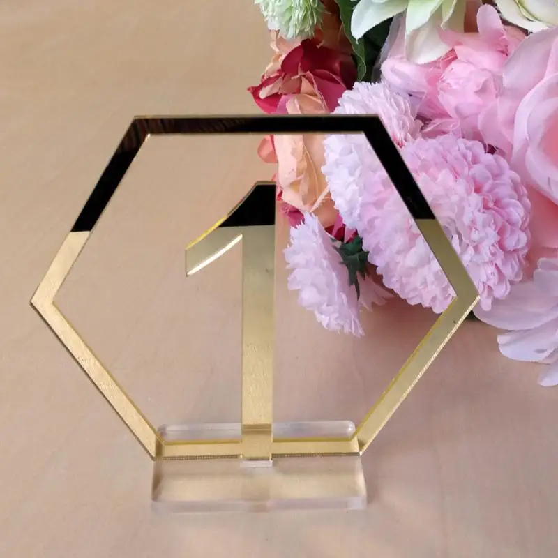 

2019 Table Number Signs for Wedding Party Decor,silver or Gold Acrylic Number,Roman Numerals Geometric Centerpiece