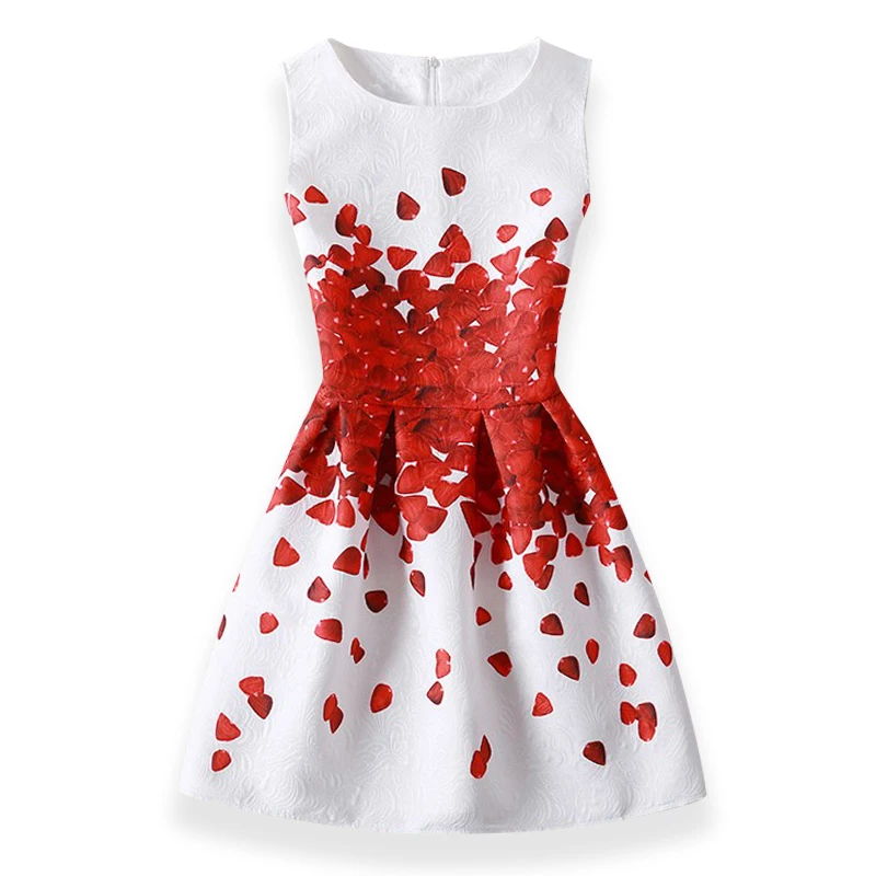 Летние платья для девочек; платья принцессы для девочек с принтом бабочки и цветов; дизайнерское вечернее платье для подростков; детская одежда - Цвет: red2
