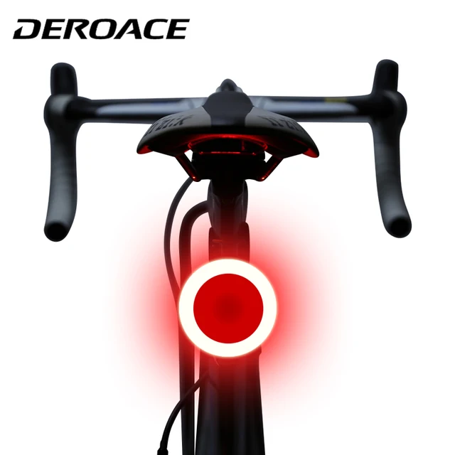 Special Price DEROACE Bicycle LED Tail Light Safety Warning Light  Laser Night Mountain Bike Rear Light Lamp Usb Charging bike  Creative taill