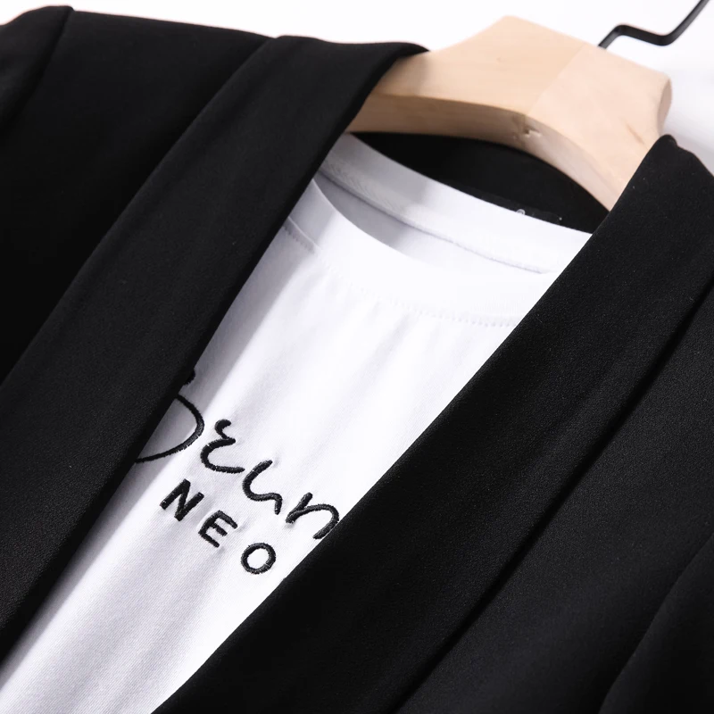 Shuchan Shawl Collar Woman Blazer 2019 3/4 Sleeve Summer Autumn Jacket Women Black Chaquetas Mujer Casual Solid  Office Lady