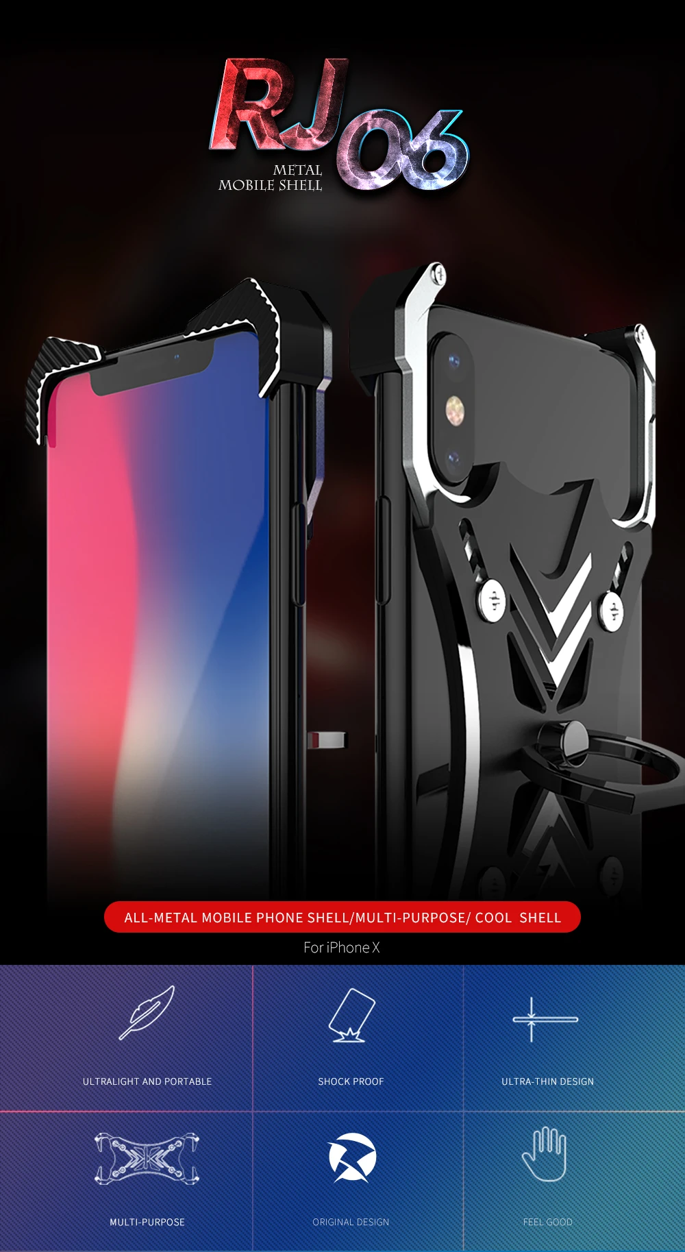 Для Apple iphone X XR XS MAX 7 8 6 6s Plus чехол Роскошный 3D Жесткий Алюминиевый металлический каркас кольцо держатель Броня защитный задний бампер