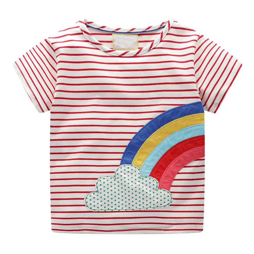 2019 new Toddler Infant Baby Kids Girls Rainbow Print  Stripe T-Shirt Blouse Clothes fashion cute design #4m26 (2)