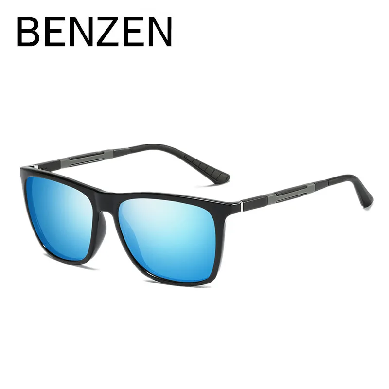 Бензола поляризованных солнцезащитных очков Для мужчин классический красочные мужские солнцезащитные очки Oculos, защита от ультрафиолетовых лучей, очки для вождения, черного цвета с Чехол 9305 - Цвет линз: BLACK BLUE