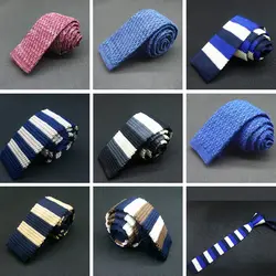 Новый тонкий галстуки шеи галстук вязать трикотажные Полосатый Галстуки для мужчин Бизнес костюм галстук плотные цветные штаны-скинни Для