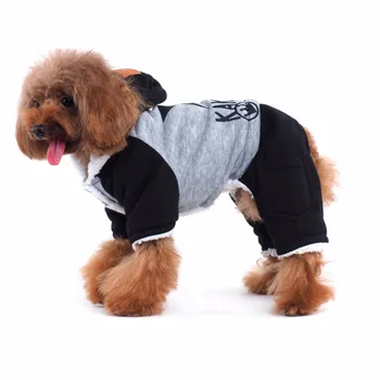 

C86 Super Warm Pet dog Hooded Clothes Star pattern Winter Puppy Dog Cats 4 legs Jumpsuit Costume Apparel for Yorkshire