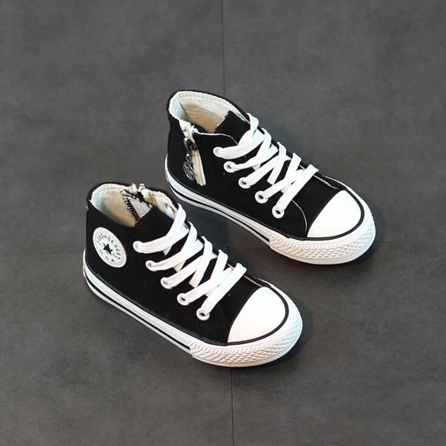 

Canvas Children Shoes 2019 New Fashion 3 Colors Casual Children Shoes Zip High help Boys Girls Canvas Sport Shoes Child Sneakers