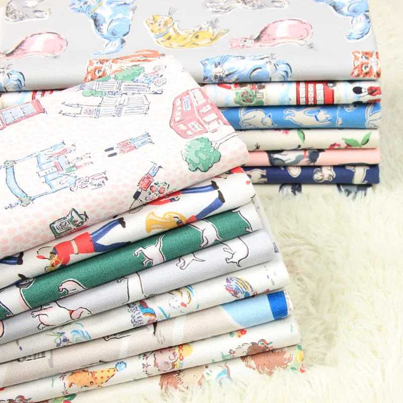 

half meter 100% cotton thin canvas fabric with cartoon flower animal print, handmade DIY bag sofa pillow back cushion cloth T628