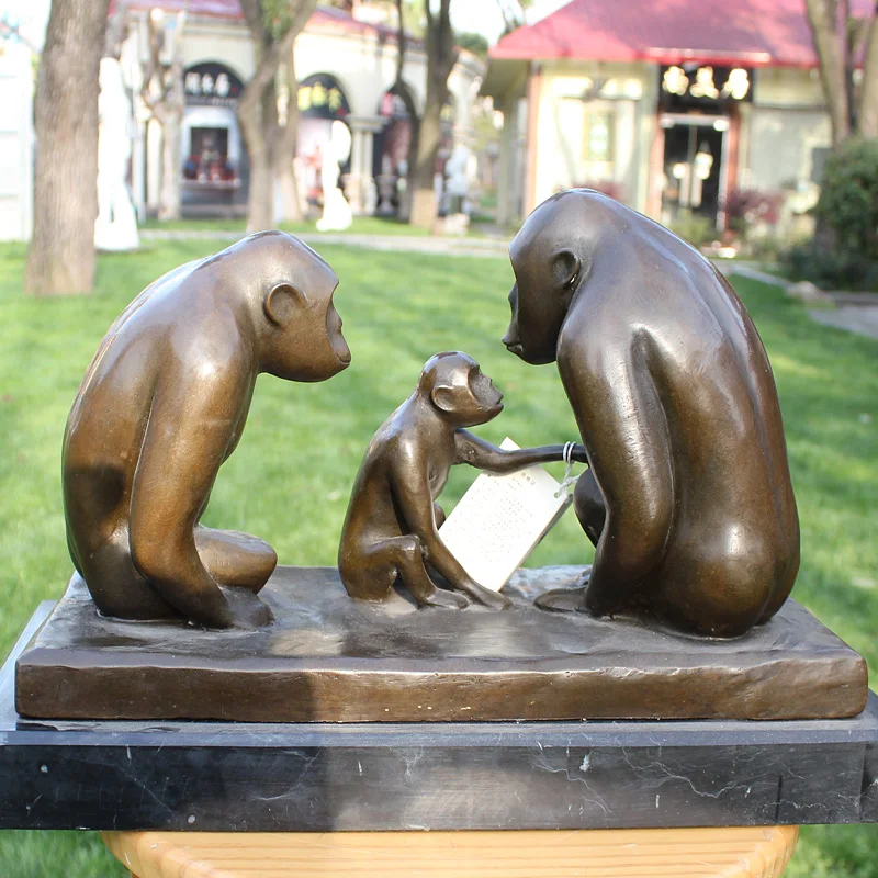 

family of a copper bronze sculpture crafts monkey like Home Furnishing ornaments business gifts decoration decoration