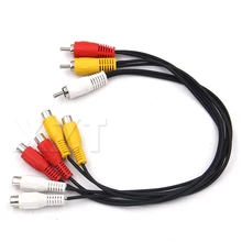 Cabo adaptador 3 rca de áudio e dvd, adaptador de entrada macho e fêmea 3rca para tv dvd e entrada av cabo rca cabo dividido macho para 2 fêmea