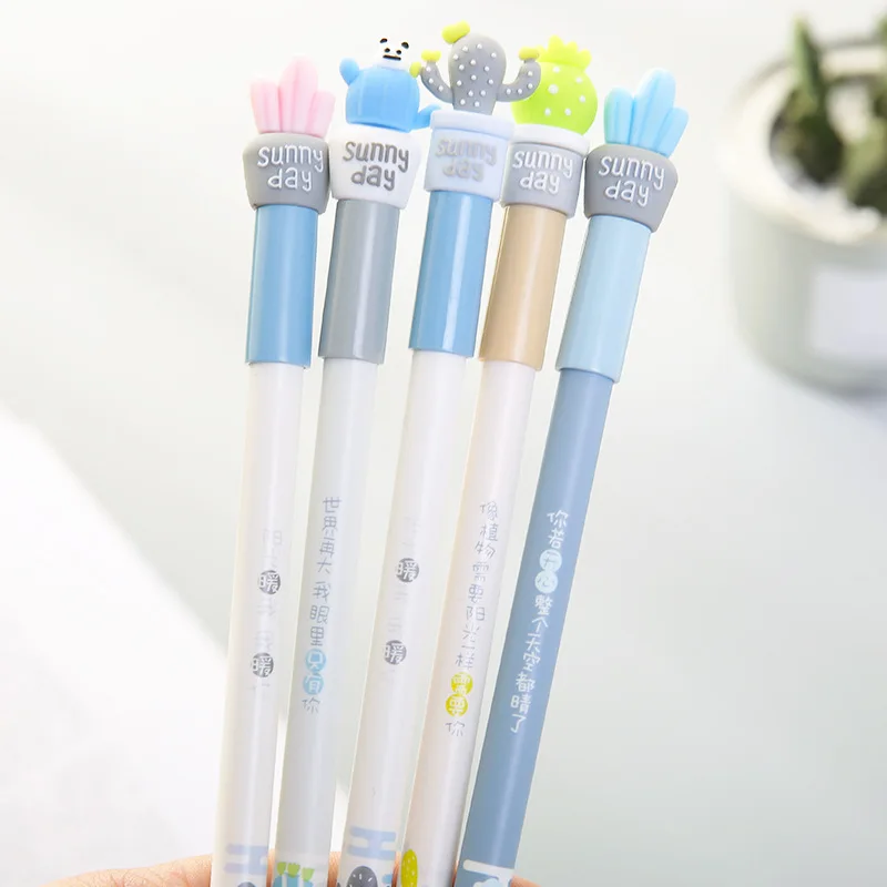 

60 Pcs/lot Cactus Erasable Gel Pen Signature Pen Escolar Papelaria School Office Supply Promotional Gift