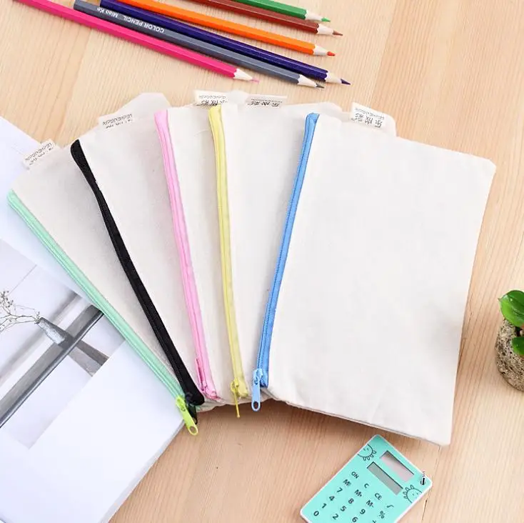 Download 100pcs blank canvas zipper Pencil bags pure cotton pen ...