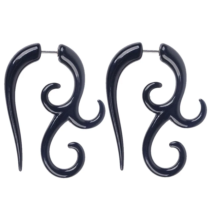 2pcs Black Acrylic Spiral Ear Tunnel Plugs Gauge Expanders Taper Stretcher Earlobe Earring Body Jewelry Piercing Earring
