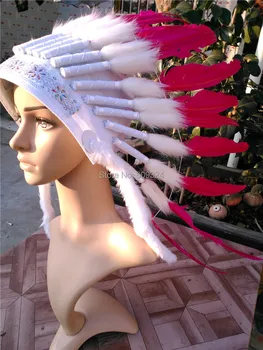 

21inch high Feather headdress hot pink feather headband costumes party event supplies decor