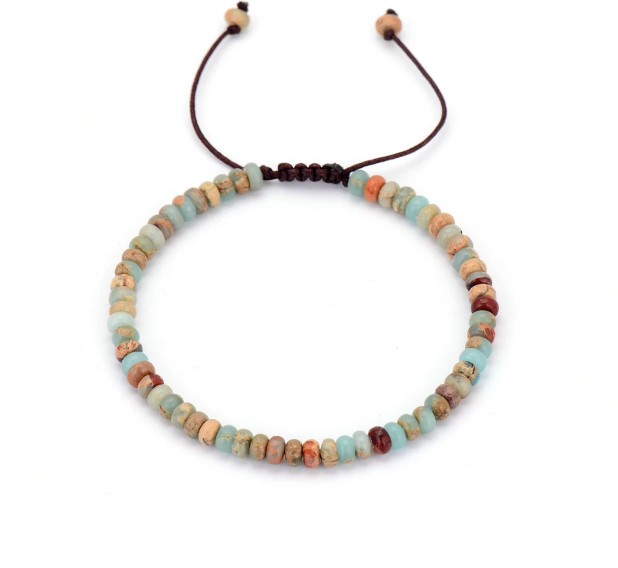 

Unique Disc Shape Natural Stone String Adjustable Bracelet Wholesale Beaded Cord Friendship Bracelet Wholesale