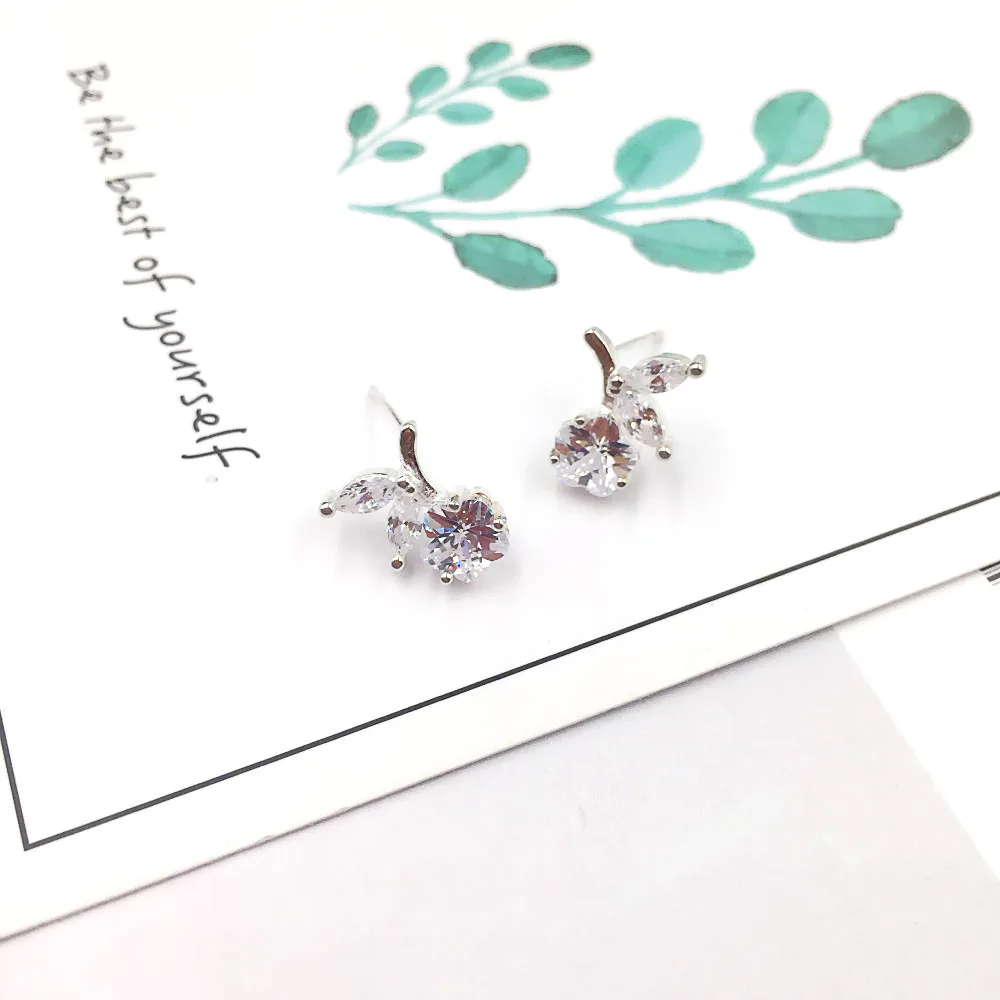 

New 925 Sterling Silver Stud Earrings for Women Lady Fashion Zircon Flower Earring Wedding Party Jewelry Gift