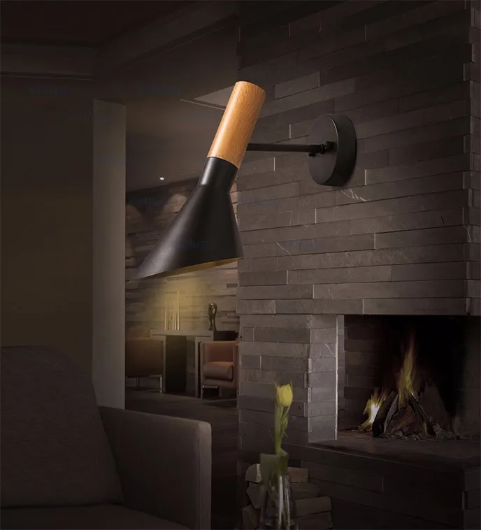 Lâmpada de Parede Padrão de Madeira Grão de Metal Lâmpadas de Ferro aj Moderna Arandela Willlustr Design da Luz da Parede Iluminação Nórdico Preto Branco 14 designer wall lamp