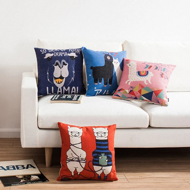 Exquisite Cushion Covers Linen Cotton Childlike Joy Blended Cartoon Exquisite Cushion Covers Linen Cotton Childlike Joy Blended Cartoon Alpaca Outdoor Pillows For Sofas Printing