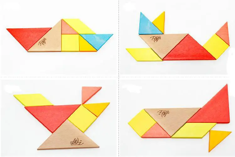 Детские деревянные головоломки Монтессори Tangram Puzzle Toy Kids Classic Intelligence puzzles Деревянные игрушки Детские китайские головоломки