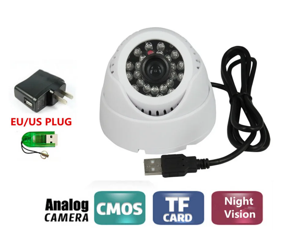 CCTV USB DVR Recorder Night Vision Mini Dome Camera Motion Detection DVR Loop Recorder Security Camera USB Support 32GB TF Card