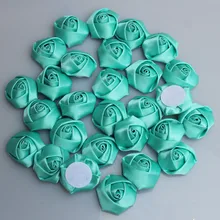 20 шт./упак. бледно-голубой розы ручной работы Диаметр 3,5 см атласная роза ленты цветы "сделай сам" для изготовления Букеты свадебные цветочные аксессуары