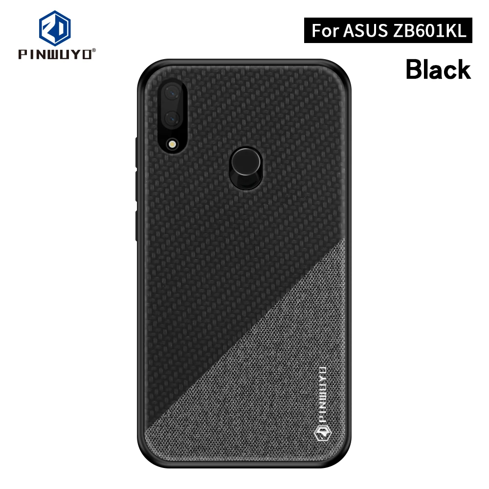 PINWUYO для ASUS Zenfone Max Pro M1 ZB601KL Чехол Жесткий ПК+ Ткань задняя крышка чехол s для ASUS ZB601KL полный защитный чехол для телефона - Цвет: Черный