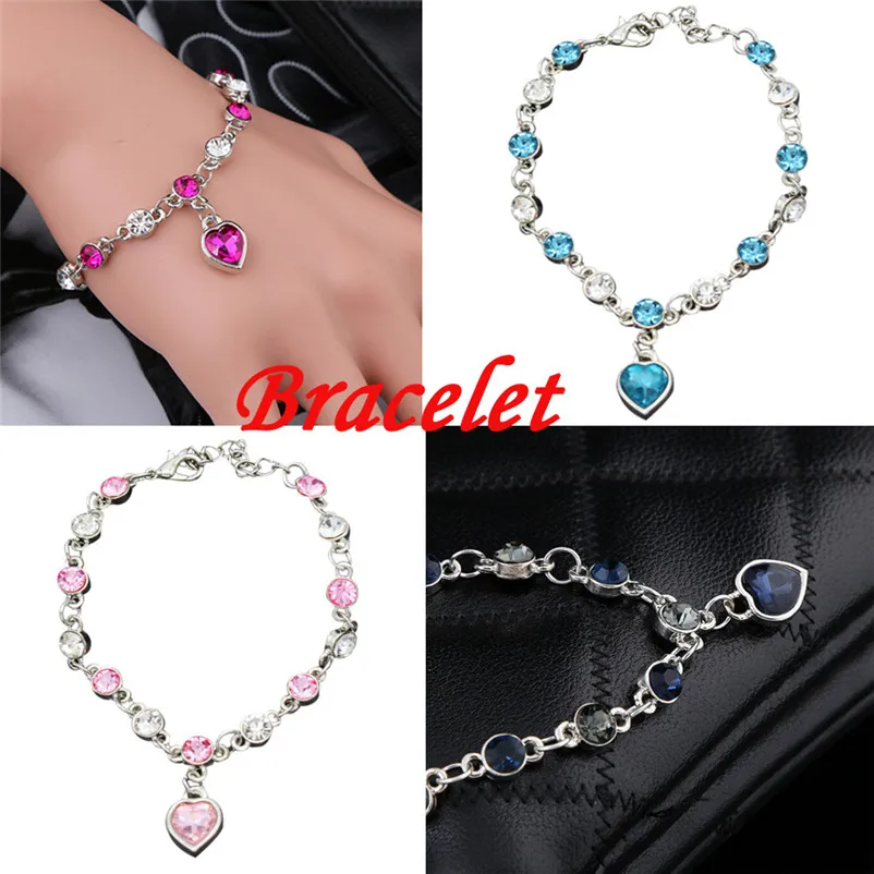 Fashion bracelets for women 2018 Crystal Bracelet Heart Flash Alloy Jewelry Birthday Gifts Pulseiras Dorp Shipping Y11#N (6)