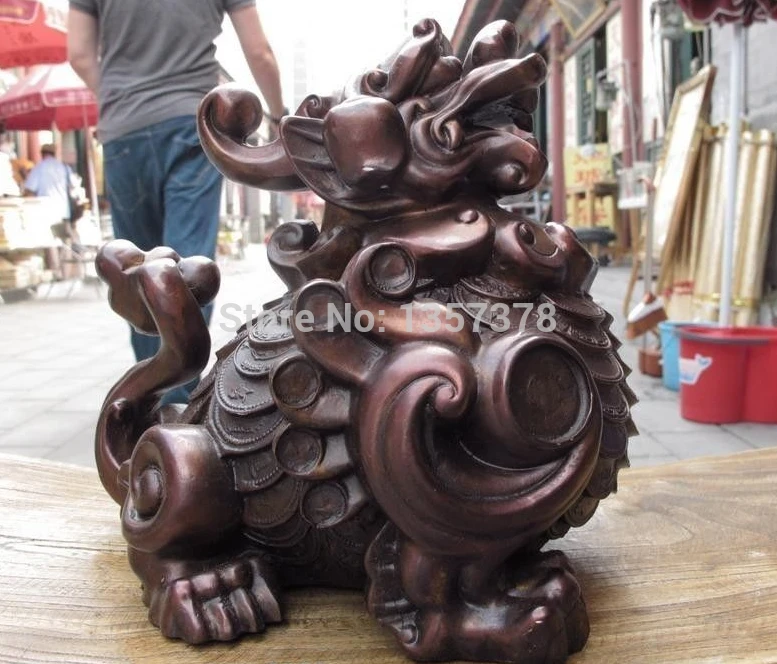 

00229 8 Pure Red Copper Fengshui Evil Wealth Coin Fu Foo Dog Lion Kilin Brave troops Bronze Statue discount 30% (C0324)