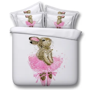 

Rabbit ballet Digital print Bedding Set Quilt Cover Design Bed Set Bohemian a Mini Van Bedclothes 3pcs JF135