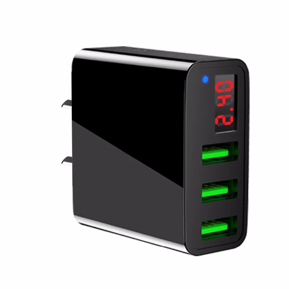 SOONHUA 3 USB порта зарядное устройство адаптер Светодиодный дисплей ЕС/США штекер Макс 3.0A Смарт Быстрая зарядка мобильное зарядное устройство для iPhone iPad