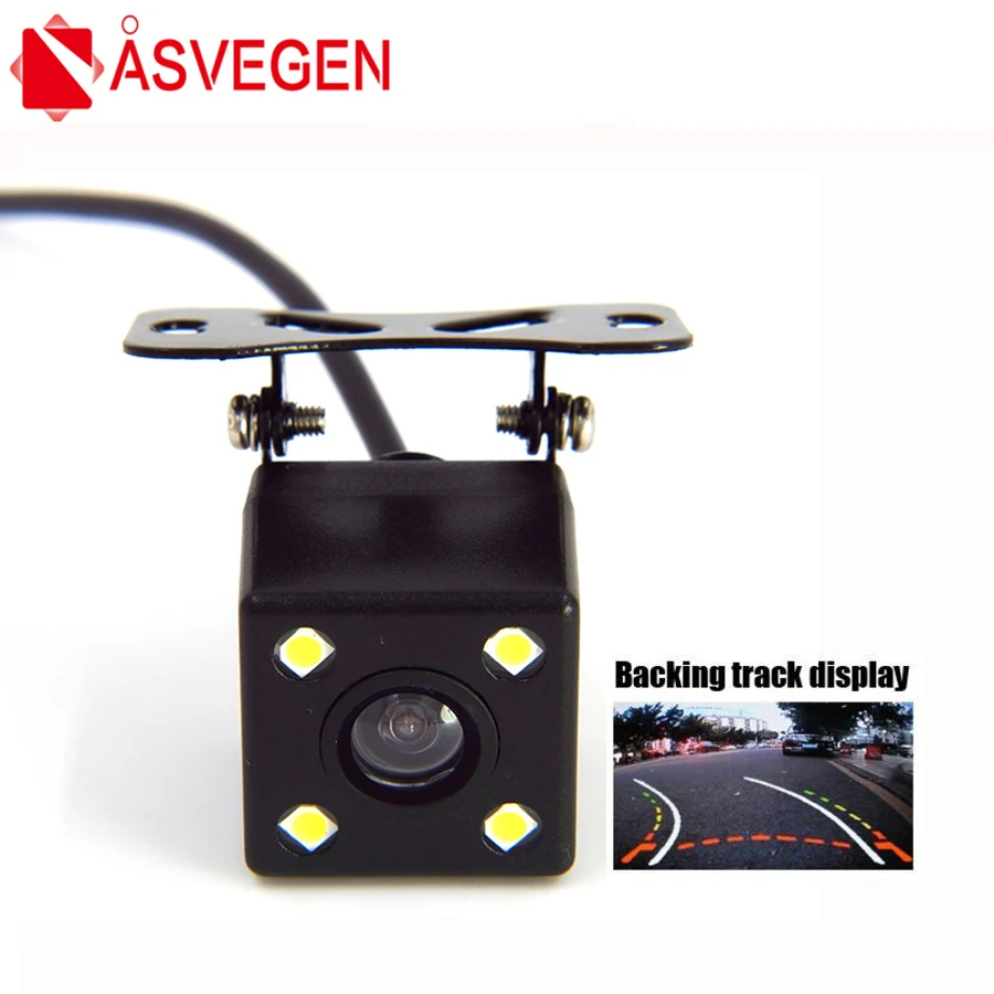 

Asvegen Dynamic Trajectory Tracks Car Back Reverse Camera Wide Angle CCD 4 LED Light Night Vision Rear View With Parking Line