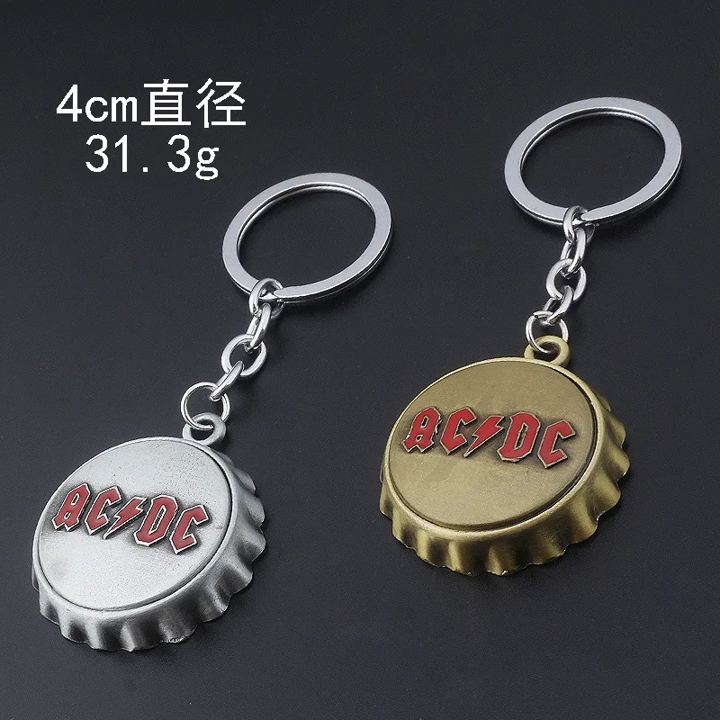 

2019 Fashion Classical Pop Rock Band ACDC logo Metal Key Chain Fashion Keychain Beer Bottle Opener Keyring Men Best Gift