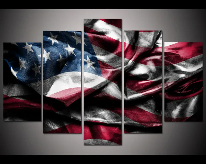 Framed Print United states Flag Painting On Canvas Art Modern Home