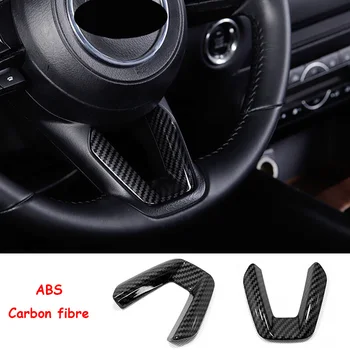 

ABS Carbon fibre Car Steering wheel Button frame Cover Trim car styling For MAZDA 3 6 CX-3 CX-5 CX-8 CX-9 2018 2019 1pcs