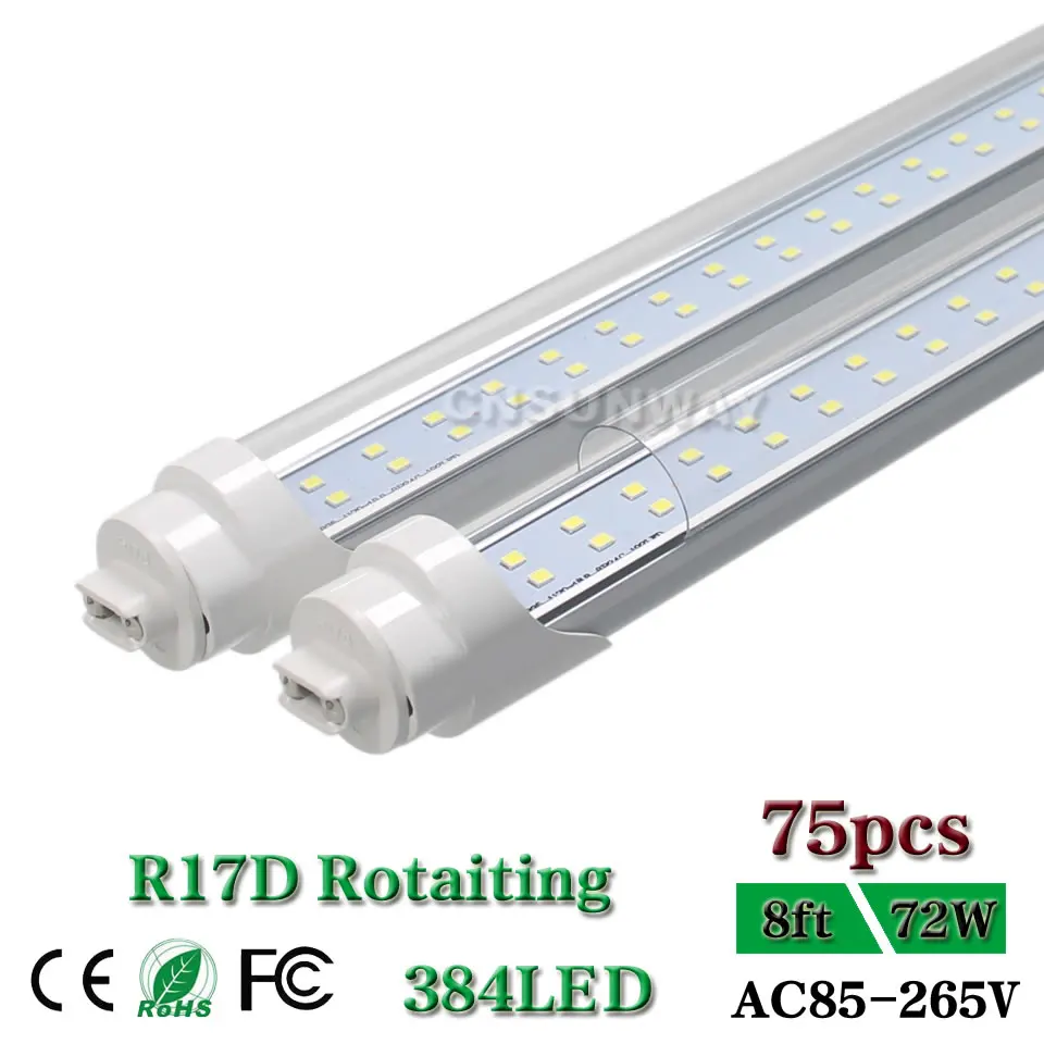 Vente Réglable Rotation R17d barre lumineuse 72 W T8 8ft Double Rangée led ampoule à tube lampe équivalent 150 W F96HO CW T10 t12 luminaire Fluorescent