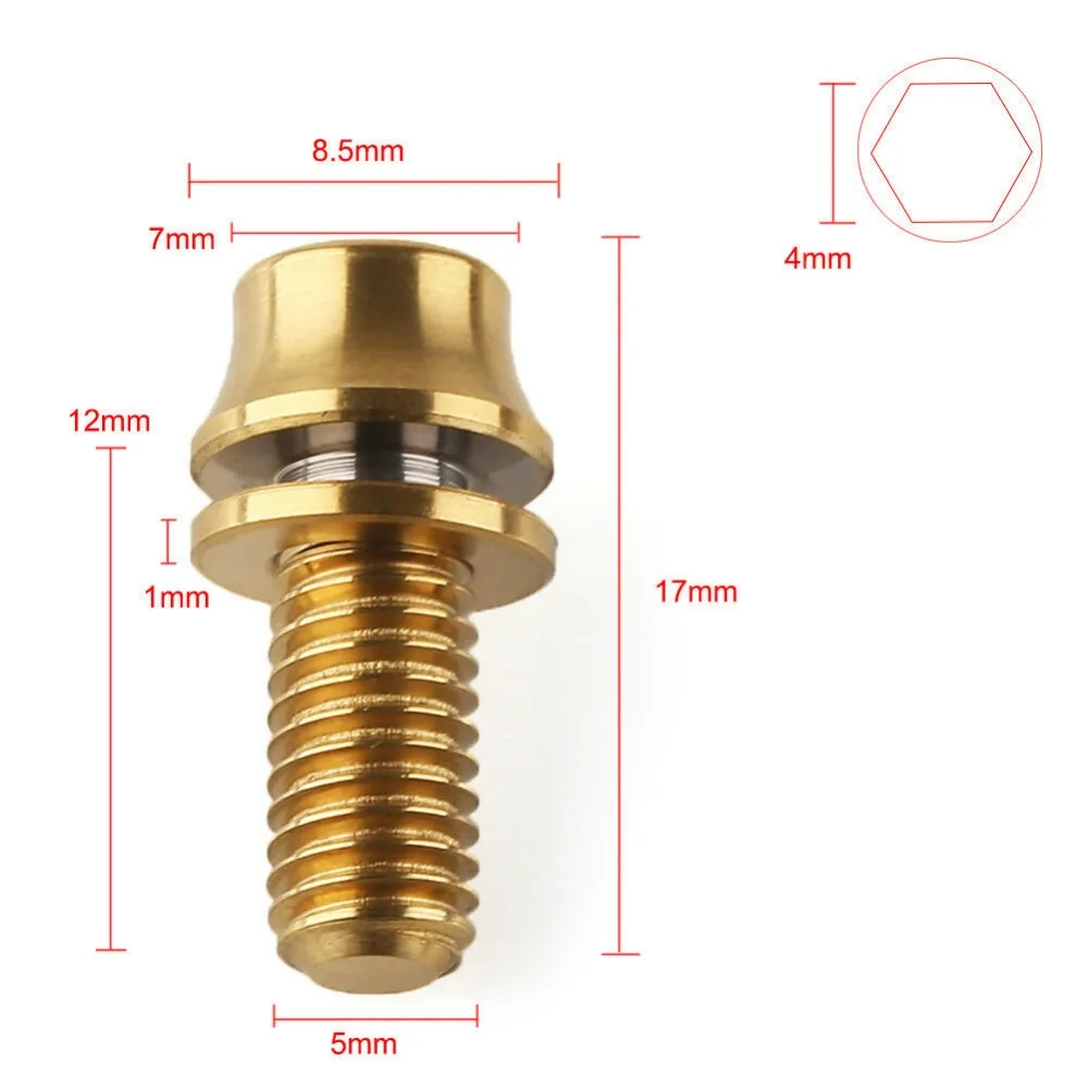 4 шт. Титан сплав конические золото шестигранный винт M5x12mm велосипед картинг бутылка болт крепления, велосипедные бутылки для воды каркасный болт