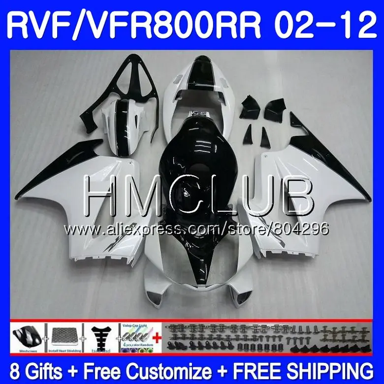 

Interceptor For HONDA VFR800RR 02 08 09 10 11 12 79HM23 VFR800 RR VFR 800RR 2002 2008 2009 2010 2011 2012 Fairings Black white