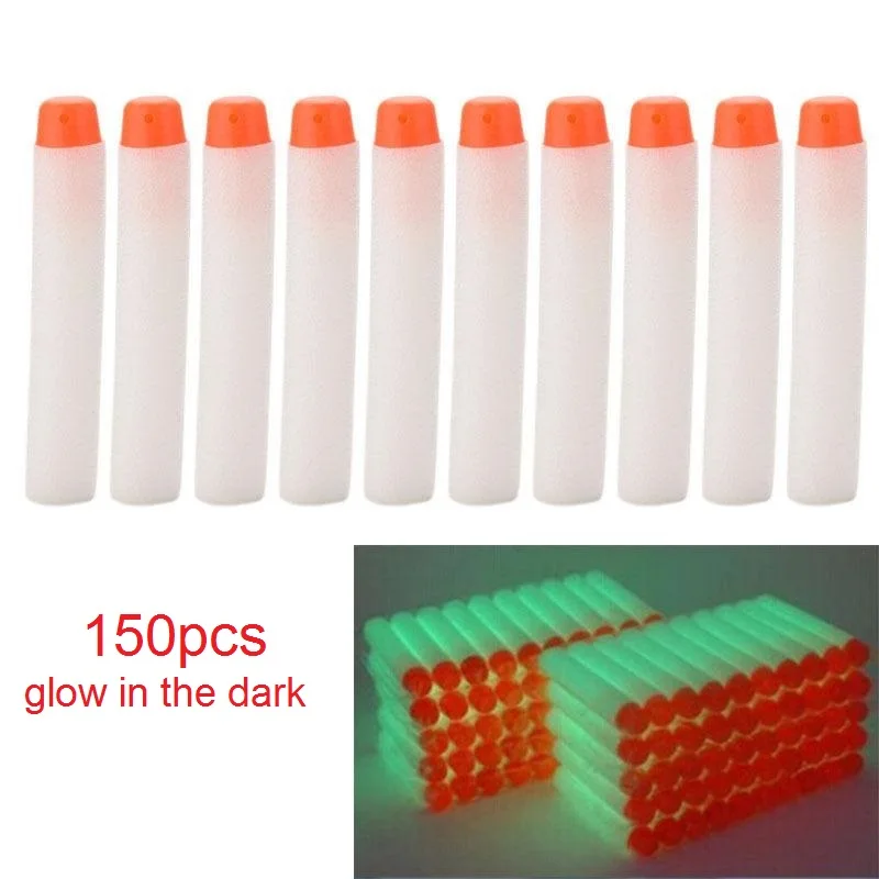 

150pcs Fluorescence Refill Bullets Dart For Elite Rampage Retaliator Series Blasters Refill Darts Electric Toy Gun Soft Bullets